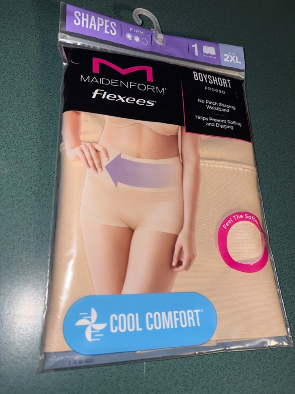 New 2XL Maidenform Flexees Cool Comfort Boyshort Beige flexees shapewear panty